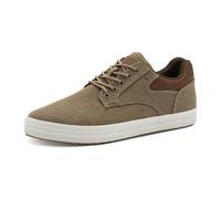 Plateausneaker MARCO TOZZI, Herren, Gr. 41, grau (taupe, braun), Textil, Lederimitat, unifarben mit Farbeinsatz, sportlich, Schuhe, Freizeitschuh, Halbschuh, Schnürschuh mit Ziernähten und Zierknopf (
