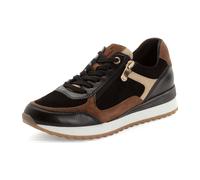 Sneaker MARCO TOZZI "Marco Tozzi Sneaker Leder/Textil", Damen, Gr. 37, schwarz (schwarz, braun), Leder, Textil, casual, Schuhe (30566129-37) schwarz, braun