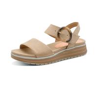 MARCO TOZZI Damen Sandalen flach mit Klettverschluss Sommer, Braun (Biscuit), 37 EU