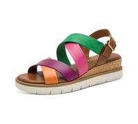 Keilsandalette MARCO TOZZI, Damen, Gr. 39, cognac multi, Lederimitat, mehrfarbig, Schuhe, Plateau, Riemchensandale in farbenfroher Gestaltung (31158931-39) cognac multi