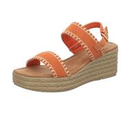 MARCO TOZZI Damen Sandalen mit Keilabsatz mit Verstellbarem Riemen aus Leder, Braun (Mango), 39 EU