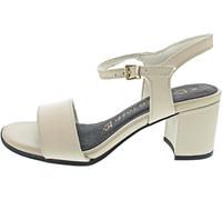 MARCO TOZZI Damen Sandalen mit Absatz mit Verstellbarem Riemen aus Leder, Beige (Cream), 38 EU
