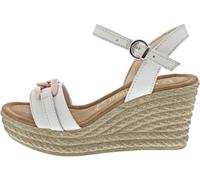 MARCO TOZZI Damen Sandalen mit Keilabsatz mit Verstellbarem Riemen aus Leder, Weiß (White), 40 EU