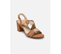 Sandalette MARCO TOZZI, Damen, Gr. 40, braun kombiniert, Lederimitat, Textil, Veloursleder, Schuhe Sandalette, Blockabsatz, Riemchensandale mit verstellbarem Schnallenverschluss (65643848-40) braun ko