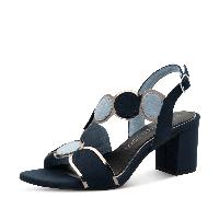 MARCO TOZZI Damen Sandalen mit Absatz mit Verstellbarem Riemen Vegan, Blau (Navy comb), 40 EU