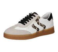 Plateausneaker MARCO TOZZI, Damen, Gr. 37, weiß, leo, Lederimitat, Textil, Veloursleder, kontrastfarbene Details, Schuhe Plateausneaker, Freizeitschuh, Halbschuh, Schnürschuh mit Kontrastbesatz (79474