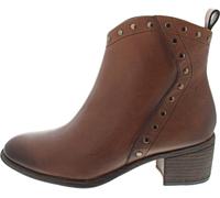 MARCO TOZZI Damen Stiefeletten mit Absatz aus Leder mit Reißverschluss, Braun (Cognac), 37 EU