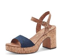 MARCO TOZZI Damen Sandalen mit Absatz Plateausohle Verstellbarer Riemen, Blau (Navy Comb), 39 EU