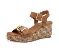 MARCO TOZZI Damen Sandalen mit Keilabsatz Offene Zehenpartie Modern, Braun (Cognac), 37 EU