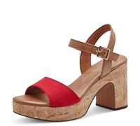 MARCO TOZZI Damen Sandalen mit Absatz Plateausohle Verstellbarer Riemen, Rot (Red Comb), 40 EU