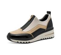Marco Tozzi Slip-On Sneaker Feel Me Damen Textil/Lederimitat Keilabsatz Creme/Schwarz Gr. 39