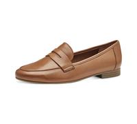 MARCO TOZZI Damen Slipper aus Leder mit Blockabsatz, Braun (Cognac), 38 EU