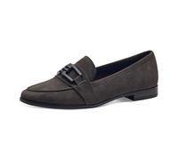 MARCO TOZZI Damen Loafer ohne Absatz aus Leder Flach, Grau (Graphite), 39 EU