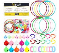Mardatt 120Pcs Colored 15cm Stainless Steel Wire Key Ring, Open Jump Ring, Craft Jingle Bells, Acrylic Linking Rings, Letter Beads for Luggage Tags, Keyrings, DIY Craft