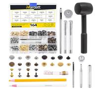 Mardatt 126pcs Snap Fastener Kit Metallic Copper Heavy-Duty Snap Fastener Tool Leather Rivets and Snaps 15MM Metal Snap Buttons Kit Press Studs with 6 Install Tools for Clothes, Jackets, Jeans Wears