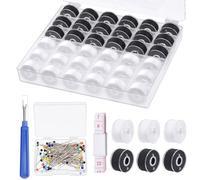Mardatt 138Pcs White & Black Bobbins Sewing Threads Kit Includes Bobbin Thread with Bobbin Case, Sewing Pins, Measuring Tape and Sewing Seam Ripper, Polyester Threads Set for Hand Machine Sewing