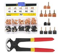 Mardatt 30 Pairs 5 Sizes High Heel Replacement Tips Pin Kit with 6" Heel Caps Remove Pliers, 9/10/10.5/11/12.5mm 2 Pins Diameter U Shape Dowels Heel Tips Shoes Heel Repair for Women
