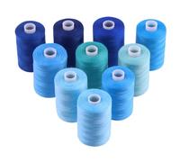 Mardatt Sewing Thread Kit, 10 Colors Polyester Threads 1000 Yards Per Polyester Thread Spools, Handy Sewing Threads Bobbins Sewing Threads Set for Hand Stitching Quilting(Blue)