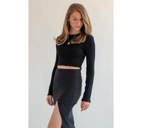 Marenika Langarm Crop-Top Ella aus Bio-Baumwolle Schwarz L
