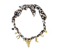 MarHermoso Schal-Halskette für Damen, Choker-Halskette, Westcowboy-Stil, Edelstahl-Anhänger, handgefertigter Charm-Schmuck, Geschenk, Leopardenmuster, Seide, Bandana, trendiges Vintage, Medium