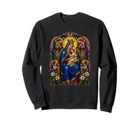 Maria und Kind Engel Mittelalterliche katholische Ikone Kunstwerk Sweatshirt