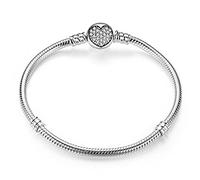 MariaFonte Armband New 2024 Love Herz Zirkonia Damen Original Steifheit Anhänger Basis Mädchen Armbänder Clip Fix Angebot Charm Kette Silber Haken Verschluss Box Rosa Bead Zirkonium Sterling-Silber