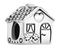 MariaFonte Charm Neu 2025 Anhänger Haus 'Home Sweet Home' Trautes Heim Glück Allein Geburstag Jubiläum Original Perlen Armband Silber 925 Günstig Herz Mama Familie Frau Kompatibel Weihnachten Hochzeit
