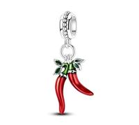 MariaFonte Charm Neu 2025 Kompatibel Alle Marken Anhänger Horn Doppelhorn Rot Chili Geburtstag Jahrestag Anhänger Original 925 Silber Mom Bead Glücksbringer Herz Weihnachten