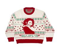 Mariah Carey Offizieller Damen-Pullover All I Want for Christmas is You, Weiss/opulenter Garten, X-Groß