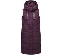MARIKOO Damen ärmellose lange Outdoorweste warme gesteppte Weste mit Kapuze Narikaa 16 Dusty Plum Gr. M