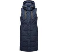 MARIKOO Damen ärmellose lange Outdoorweste warme gesteppte Weste mit Kapuze Narikaa 16 Navy Gr. 3XL
