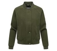 MARIKOO Damen Blousonjacke leichte Übergangsjacke in Woll-/Fleece-Optik Zunaa 16 Dark Olive Gr. XXL
