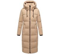 MARIKOO Damen Extra-Langer Wintermantel warmer Steppmantel mit abnehmbarer Kapuze Tikoraa16 Beige Gr. L