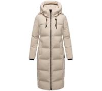 MARIKOO Damen Extra-Langer Wintermantel warmer Steppmantel mit abnehmbarer Kapuze Tikoraa16 Cream Gr. L
