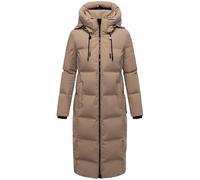 MARIKOO Damen Extra-Langer Wintermantel warmer Steppmantel mit abnehmbarer Kapuze Tikoraa16 Taupe Grey Gr. M