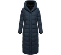 MARIKOO Damen Extra-langer Wintermantel warmer Steppmantel mit herausnehmbarer Innenjacke und hohem Kragen aus Teddy-Fleece Pakoraa 16 Navy Gr. L