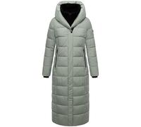 MARIKOO Damen Extra-langer Wintermantel warmer Steppmantel mit herausnehmbarer Innenjacke und hohem Kragen aus Teddy-Fleece Pakoraa 16 Smokey Mint Gr. L