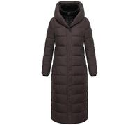 MARIKOO Damen Extra-langer Wintermantel warmer Steppmantel mit herausnehmbarer Innenjacke und hohem Kragen aus Teddy-Fleece Pakoraa 16 Choco Gr. XXL