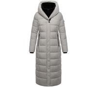 MARIKOO Damen Extra-langer Wintermantel warmer Steppmantel mit herausnehmbarer Innenjacke und hohem Kragen aus Teddy-Fleece Pakoraa 16 Cloud Grey Gr. XL