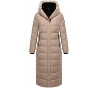 MARIKOO Damen Extra-langer Wintermantel warmer Steppmantel mit herausnehmbarer Innenjacke und hohem Kragen aus Teddy-Fleece Pakoraa 16 Taupe Grey Gr. 3XL