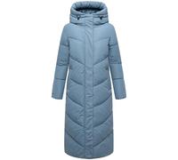 MARIKOO Damen Extralanger Wintermantel warmer Steppmantel mit verstellbarer Kapuze Ranjaa XVI Powder Blue Gr. M