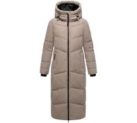 MARIKOO Damen extralanger Wintermantel Warmer Steppmantel mit wasserdichtem Reißverschluss Firella XVI Taupe Grey Gr. S