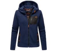 MARIKOO Damen Fleecejacke mit Brusttasche und Kapuze Übergansjacke B932 [B932-Iwak-Navy-Gr.M]