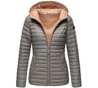 MARIKOO Damen Jacke Frühling Übergangs Outdoor Steppjacke Gefüttert Warm Kapuze 11 Farben XS - XXXL ASRAA (Grau, S)
