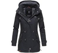 MARIKOO Damen Jacke Frühling Übergangsjacke leicht Parka Mantel Kapuze B690 [B690-Nyok-Navy-Gr.M]