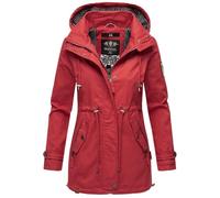 MARIKOO Damen Jacke Frühling Übergangsjacke leicht Parka Mantel Kapuze B690 [B690-Nyok-Rot-Gr.S]