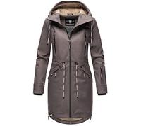 MARIKOO Damen Jacke Softshelljacke Übergangsjacke Outdoor Winddichte Wasserabweisend Funktionsjacke mit Kapuze XS - XXXL Racquellee (L, Grau)
