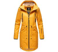 MARIKOO Damen Jacke Softshelljacke Übergangsjacke Outdoor Winddichte Wasserabweisend Funktionsjacke mit Kapuze XS - XXXL Racquellee (L, Amber Gelb)