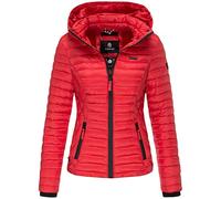 MARIKOO Damen Jacke Steppjacke Frühling Übergangsjacke gesteppt Kapuze Samtpfote Rot 42- XL