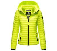 MARIKOO Damen Jacke Steppjacke Übergangsjacke mit Kapuze gesteppt B600 [B600-Samt-Neon-Green-Gr.XS]